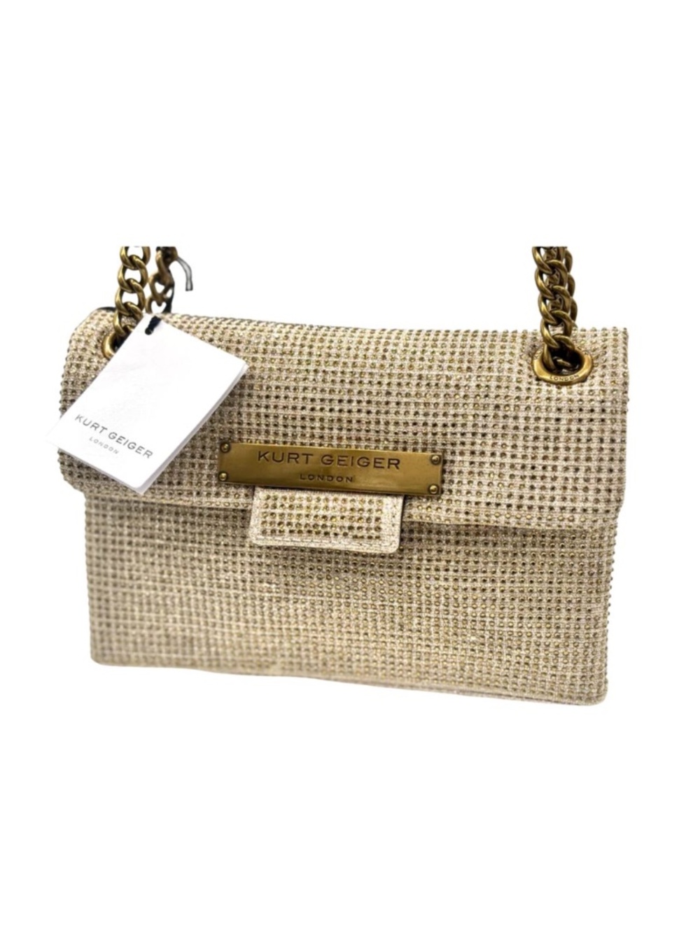 Kurt Geiger London Rhinestone Mini Brixton Shoulder Bag in Gold